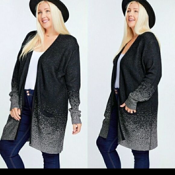 STAR GLITZY GLAMOROUS Lurex plus sz 1X 14-16 cardigan - Picture 4 of 15